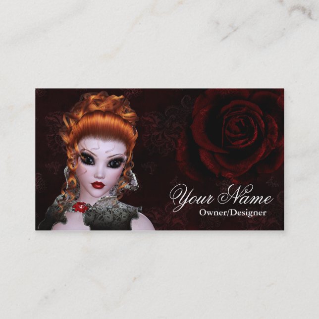 Fantasy Redhead Dark Gothic Style Business Card 2 Visitenkarte (Vorderseite)
