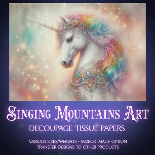 Fantasy-Regenbogen-Dekoratives-Einhorn-Decoupage Seidenpapier