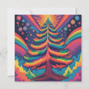 Fantasy-Regenbogen-Weihnachtsbaum und -Weihnachtsb Feiertagskarte