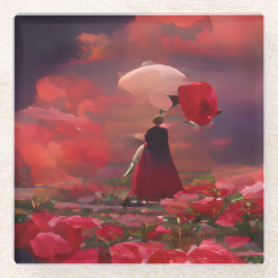 Fantasy Rose Field Under Sky Glasuntersetzer