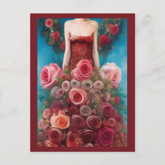 Fantasy Rote Rosen Hochzeitskleid Goth Bride Postc Postkarte