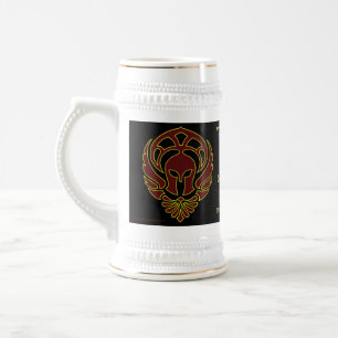 Fantasy Roter Griechischer Krieger Spartan Stein Bierglas