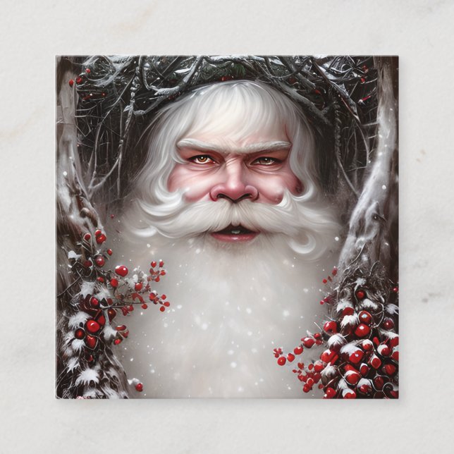 Fantasy Santa Portrait Quadratische Visitenkarte (Vorderseite)