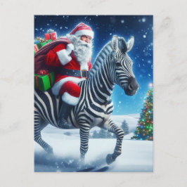 Fantasy Santa und a Zebra Postkarte