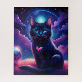 Fantasy Scene Black Kitten Beautiful Blue Eyes