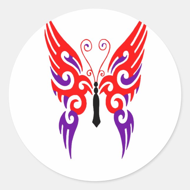 Fantasy-Schmetterling-Tattoo Runder Aufkleber (Vorderseite)