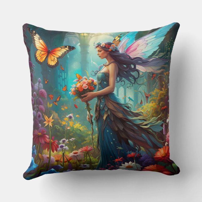 Fantasy Schöne Blumengarten Kissen (Rückseite)