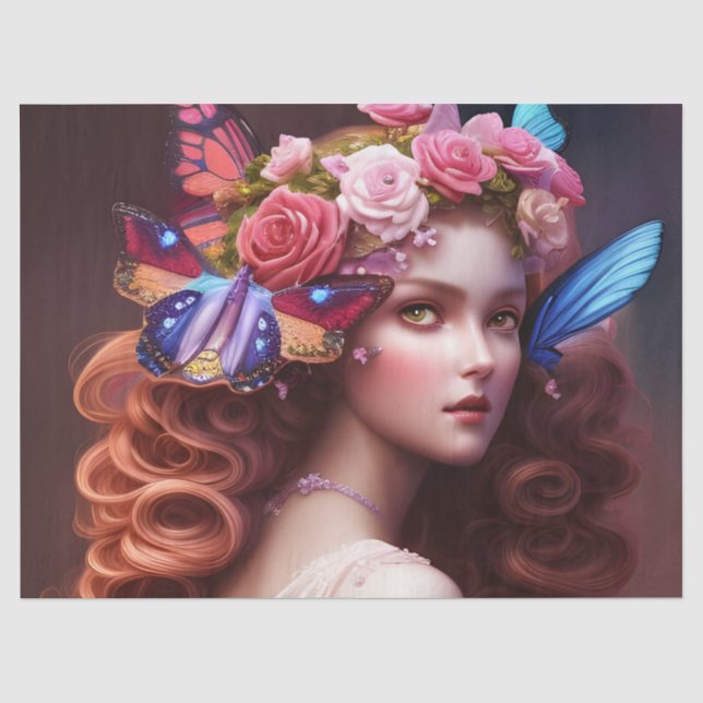 Fantasy Schöne Fairy Princess Decoupage Seidenpapier (Vorderseite)