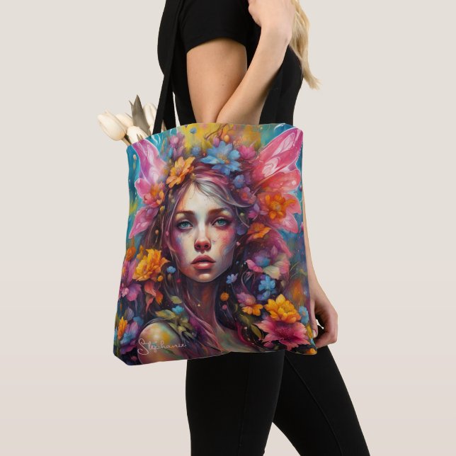 Fantasy Schöne farbenfrohe Blume Fee Tasche (Von Nahem)