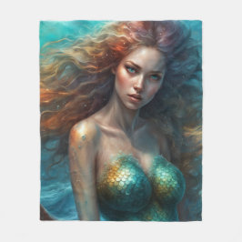Fantasy Schöne Meerjungfrau Prinzessin Fleecedecke