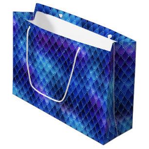 Fantasy-Schuppen in Blau und Lila schimmernd Große Geschenktüte