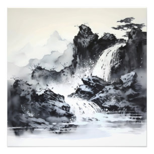 Fantasy Schwarze Asiatische Landschaft Fotodruck