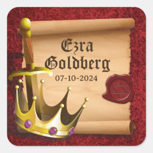 Fantasy-Schwertkrone mittelalterlicher Ritter Bar  Quadratischer Aufkleber