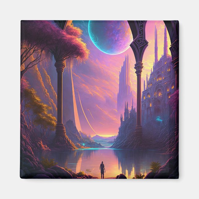Fantasy Science Fiction Landschaft Magnet (Vorne)