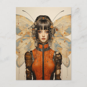 Fantasy Scifi Insect Frau Butterfly Flügel Postkarte