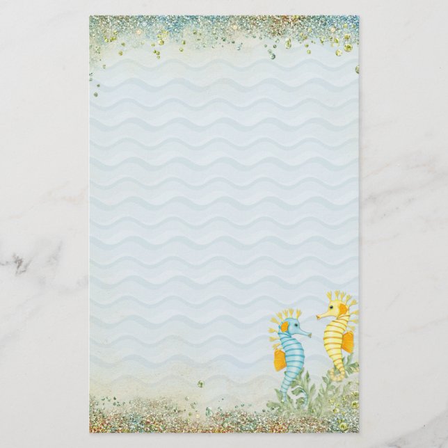 Fantasy Sea Pferd and Bling Briefpapier (Vorderseite)