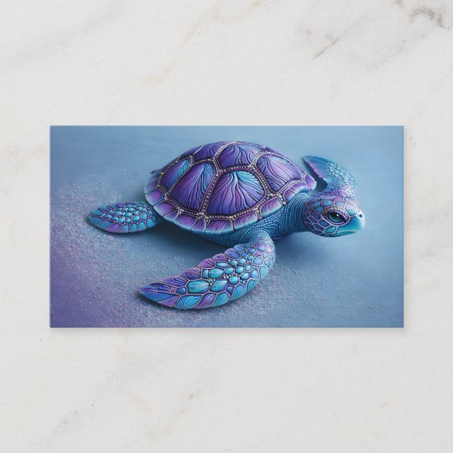 Fantasy Sea Turtle in Blue & Purple, Peaceful  Visitenkarte (Vorderseite)