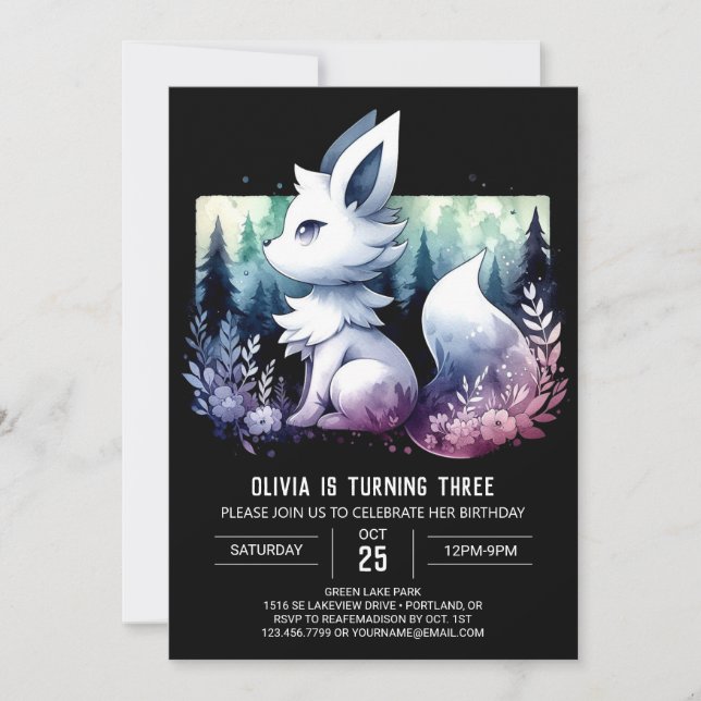 Fantasy Simple Wolf Birthday Einladung (Vorderseite)