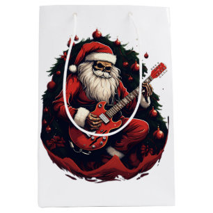 Fantasy Skeleton Santa Gitarre spielen Mittlere Geschenktüte