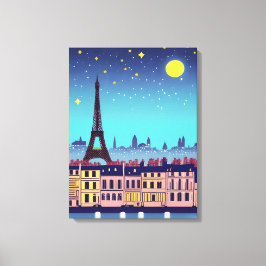 Fantasy Skyline von Paris Unter den Sternen Leinwanddruck