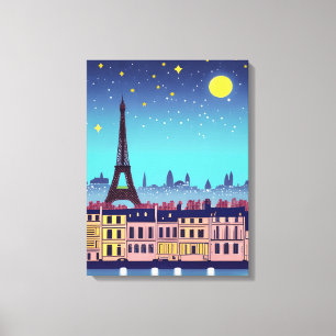 Fantasy Skyline von Paris Unter den Sternen Leinwanddruck