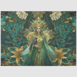 Fantasy-Smaragd-Königinnen des Waldes Decoupage Seidenpapier