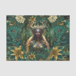 Fantasy-Smaragd-Königinnen des Waldes Decoupage Seidenpapier