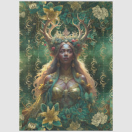 Fantasy Smaragd-Wald-Königin-Decoupage Seidenpapier