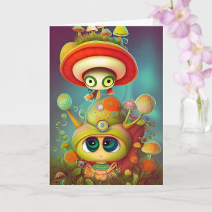 Fantasy Snail and Mush Illustration Card Karte