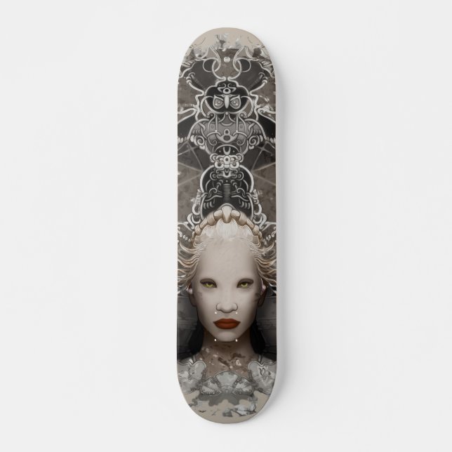 Fantasy Snow Königin auf Thron mit Eule Skateboard (Vorne)
