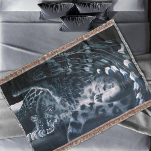 Fantasy Snow Leopard Wings Decke