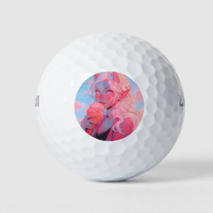 Fantasy Soft Pink Ice Cream Anime Girl Golfball
