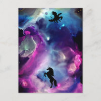 Fantasy Space Nebula Einhorn Drache Rosa Blau