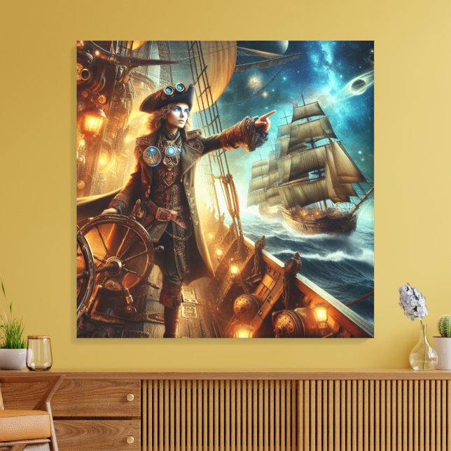 Fantasy Space Pirate Steampunk Vintag Viktorianisc Leinwanddruck (Insitu (Wohnzimmer))