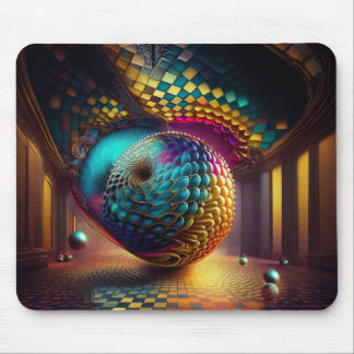 Fantasy-Sphäre in Schachbrett-Halle Mousepad