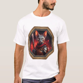 Fantasy Sphinx Cat Warrior In Frame T-Shirt