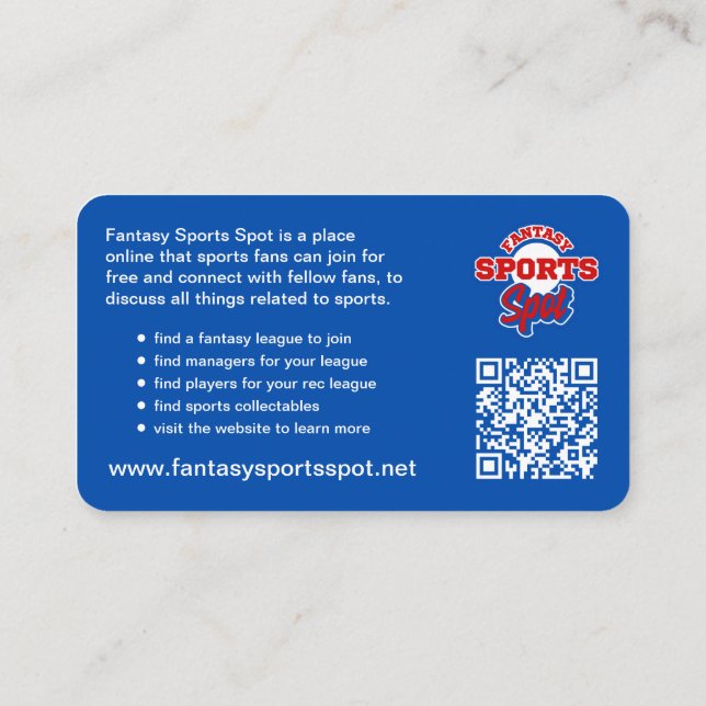 Fantasy Sports Spot Visitenkarte (Rückseite)