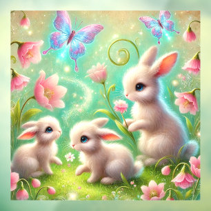 Fantasy Spring Bunny Garden Fensteraufkleber