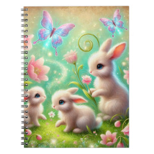 Fantasy Spring Bunny Garden Notizblock