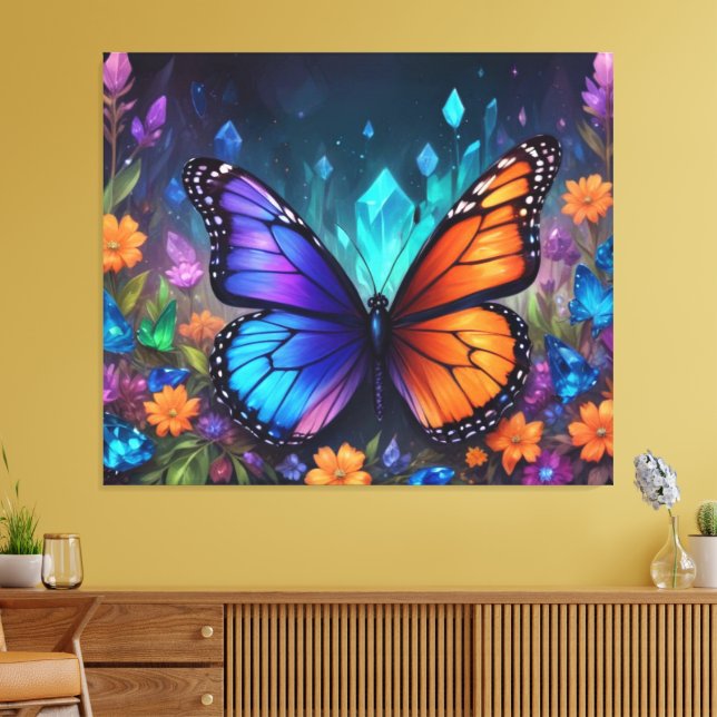 Fantasy Spring Garden Crystal Monarch Butterfly Leinwanddruck (Insitu (Wohnzimmer))