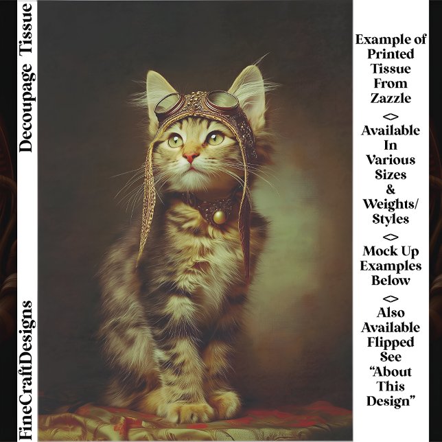 Fantasy Steampunk Aviator Kitten FB6L Decoupage Seidenpapier (Von Creator hochgeladen)