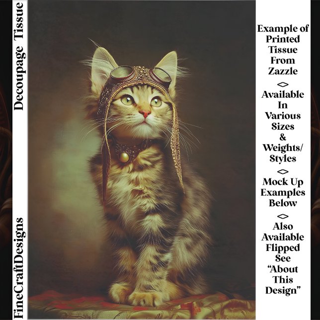 Fantasy Steampunk Aviator Kitten FB6R Decoupage Seidenpapier (Von Creator hochgeladen)