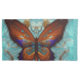 Fantasy Steampunk Orange Butterfly Aqua Kissenbezug