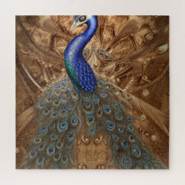 Fantasy Steampunk Peacock Blue in Watercolor