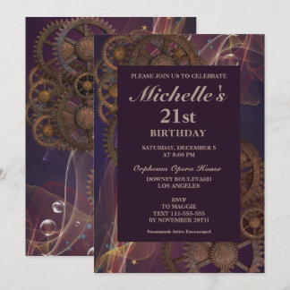 Fantasy Steampunk Vintag Geburtstagseinladung Einladung