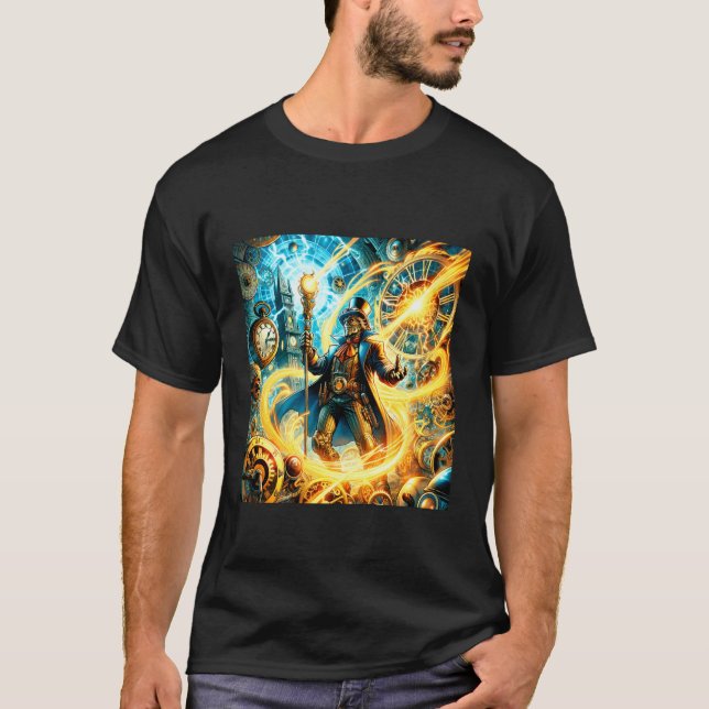 Fantasy-Steampunk-Zeitmagier T-Shirt (Vorderseite)