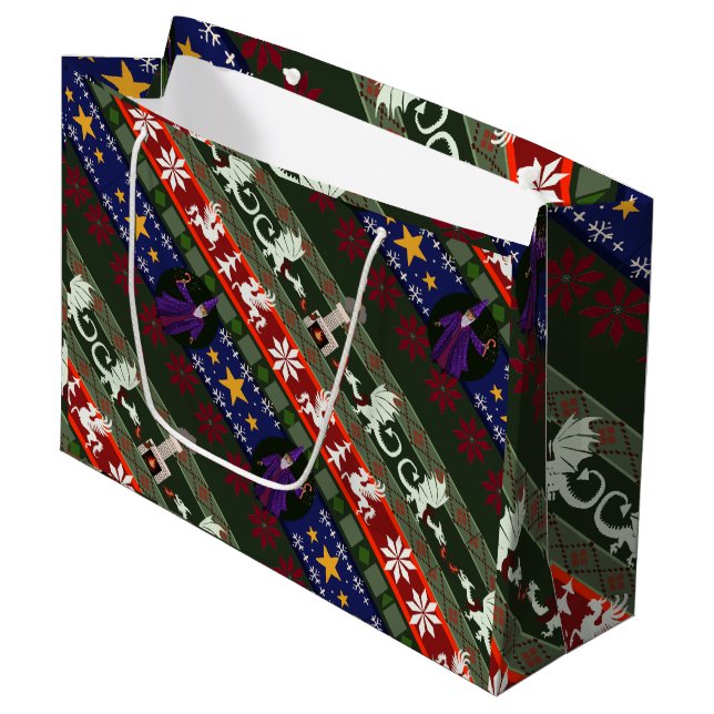 Fantasy Style Ugater Muster Große Geschenktasche Geschenktüte (Vorderseite Schrägansicht)