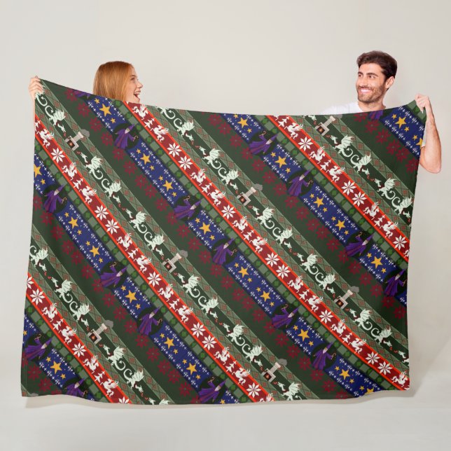 Fantasy Style Ugly Sweater Pattern Fleecedecke (Beispiel)