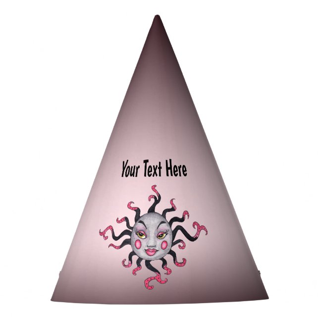 Fantasy Sun Hübsche Gesichter Scroller Pink Black  Partyhütchen (Vorderseite)