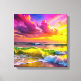 Fantasy Sunset Over Serene Lake - 3D Pastell Wall Leinwanddruck